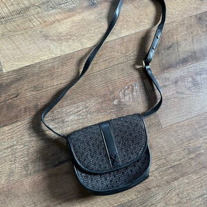 Women's COLAB Black Woven Crossbody Bag